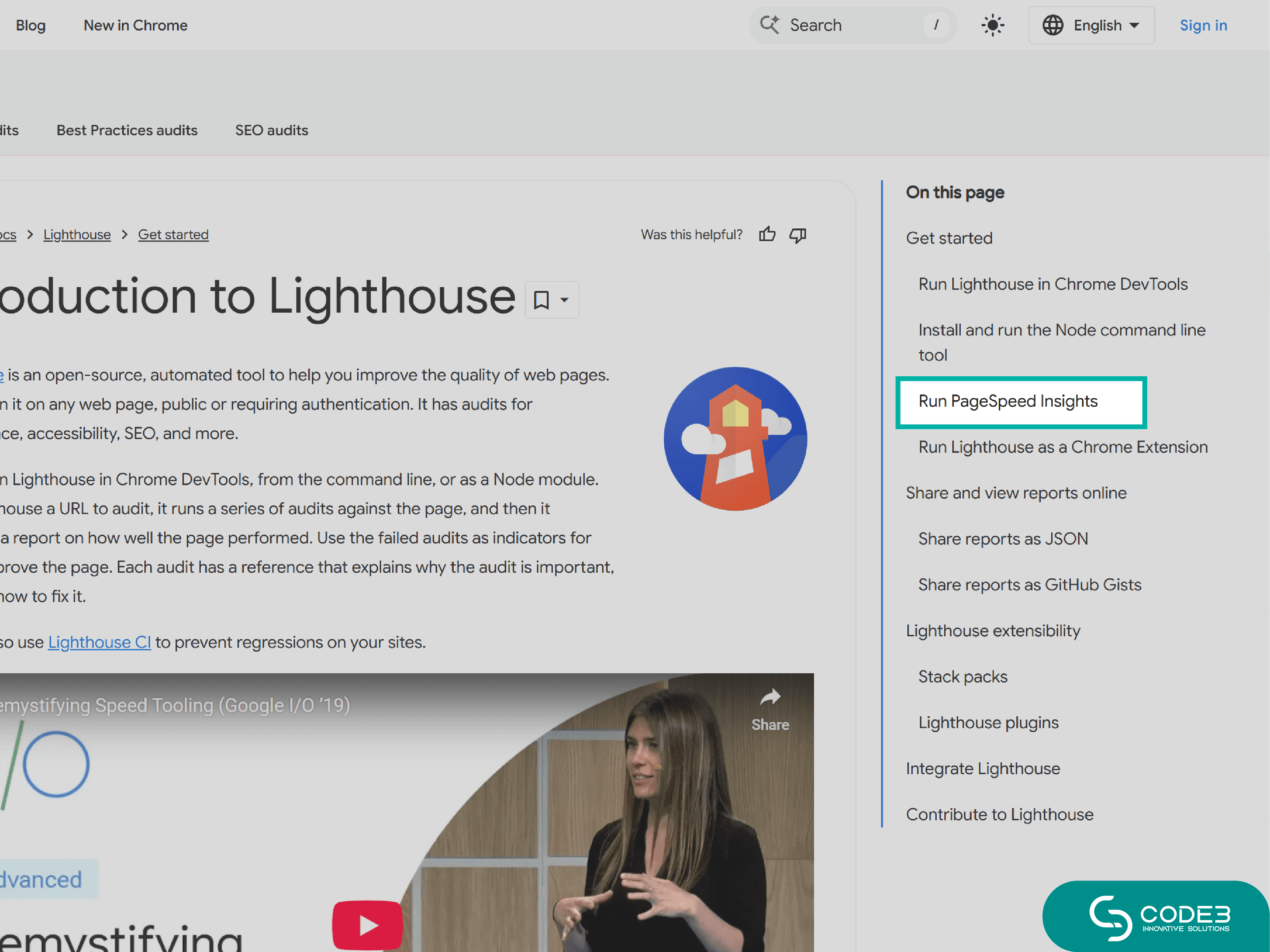 lighthouse insights page screeshot
